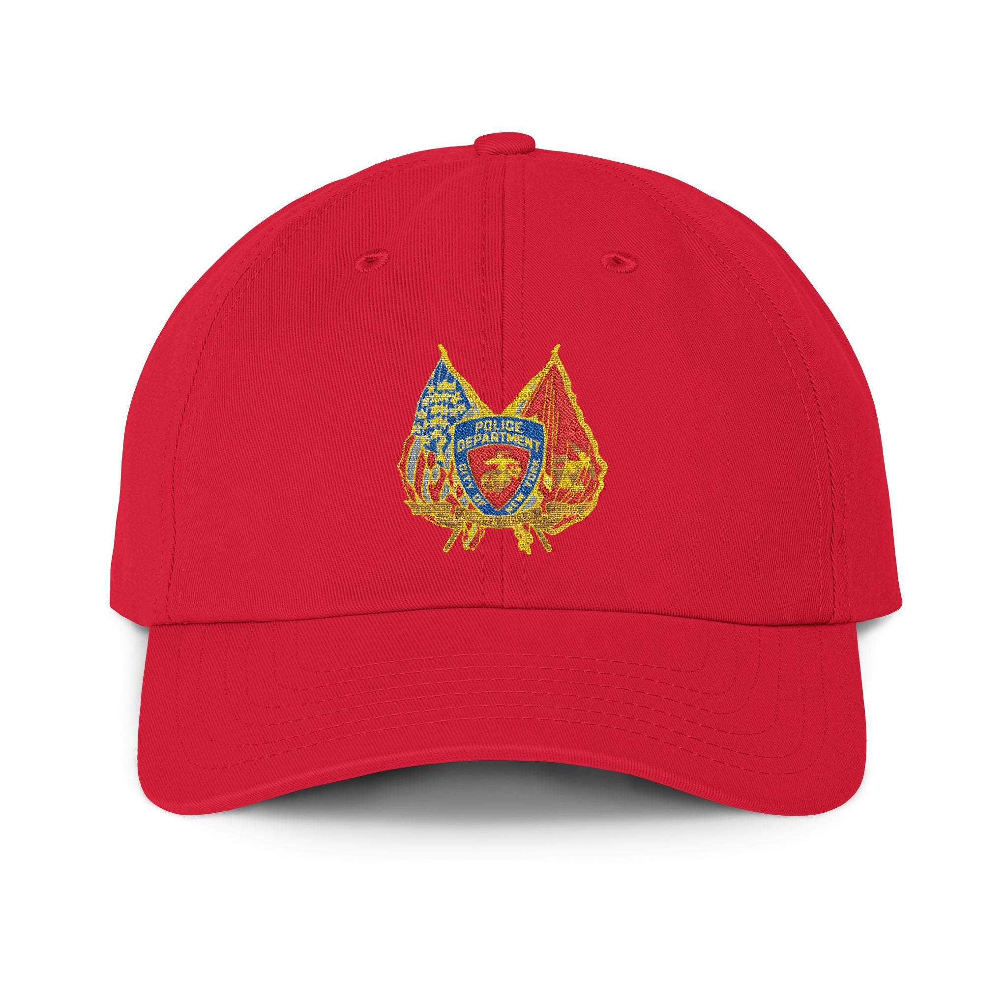Embroidered Firefighter Maltese Dad Hat — USA-Made Red Cap