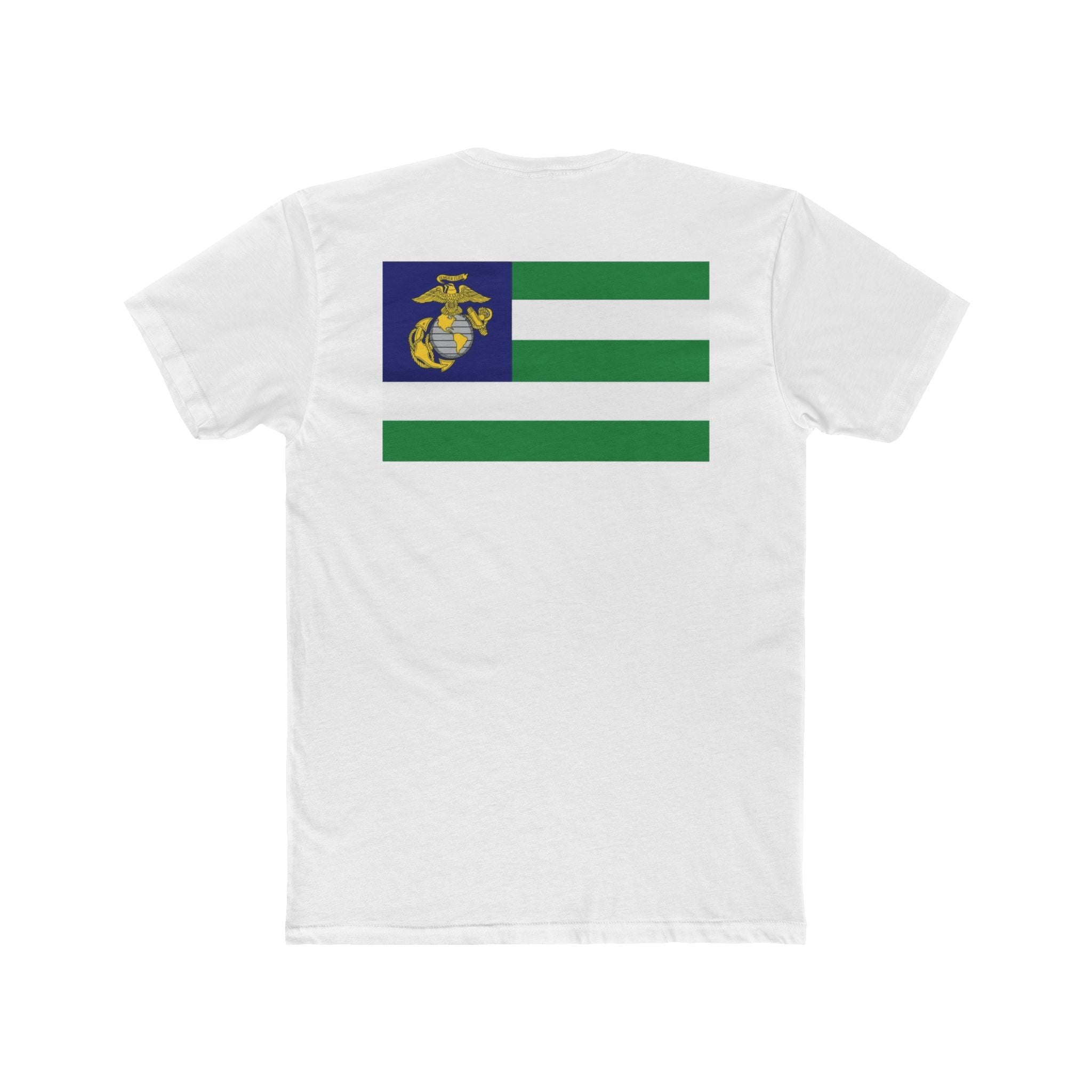 USMC Green Stripes T‑Shirt — Marine Corps Emblem Flag Tee