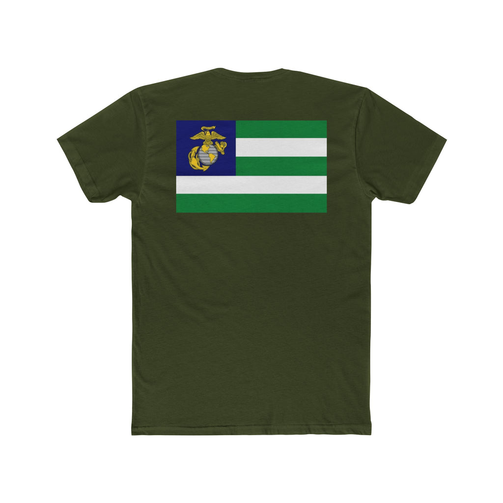 USMC Green Stripes T‑Shirt — Marine Corps Emblem Flag Tee